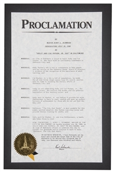 1990 City of Baltimore Proclamation Designating 7/16/90 as "Kelly and Cal Ripken, Jr. Day" in Baltimore (Ripken LOA)